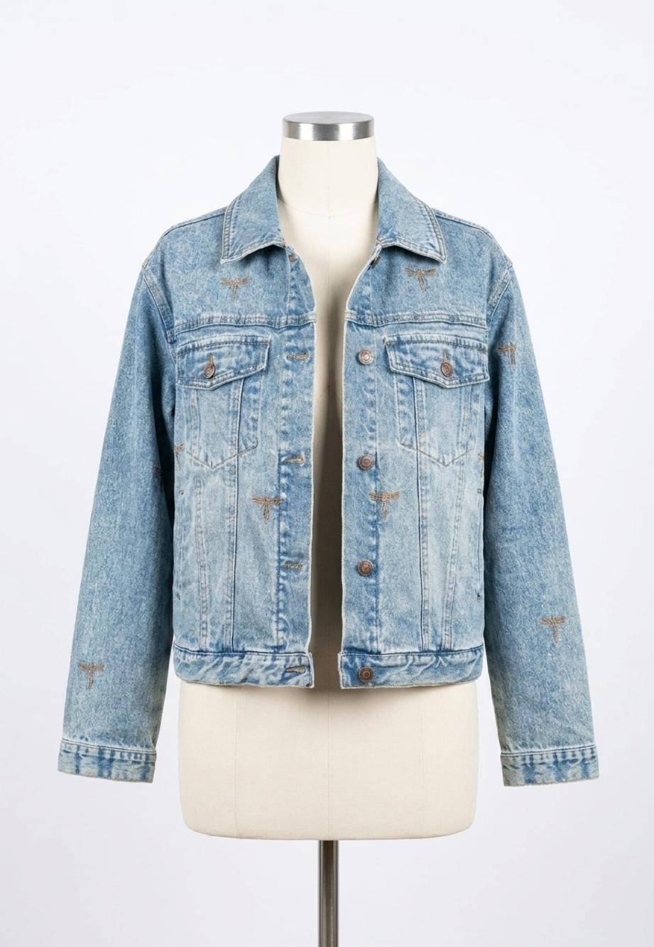 NEW BLUE B boot stitch denim trucker jacket in blue